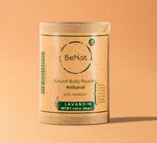 BeNat 100% All-Natural Body Powder - Talc-Free, Unscented, Eco-Friendly, Plastic-Free Packaging - Gentle for Sensitive Skin