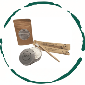BeNat All-Natural Toothpowder and Bamboo Toothbrush Bundle - Eco-Friendly Oral Care Set, Fluoride-Free Teeth Whitening Pack with Essential Oils