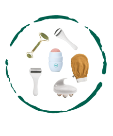 BeNat Skincare Accessories Bundle (6 Pcs) - Premium Ice Roller for Face & Eye, Body Massager, Jade Facial Roller, Raw Silk Exfoliating Glove